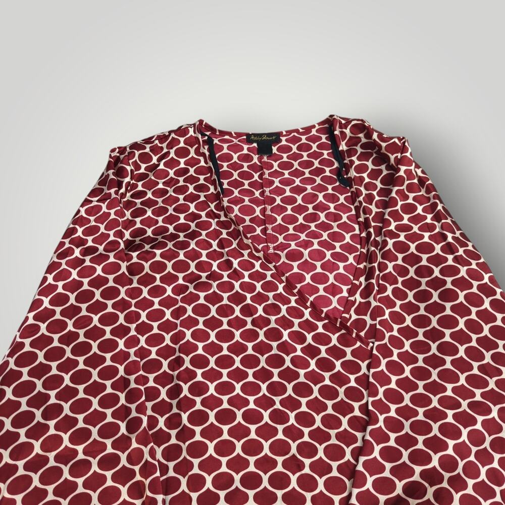 Ashley Stewart Women’s Wrap Top PLUS 3XL Burgundy & White Geometric Print - Picture 5 of 12